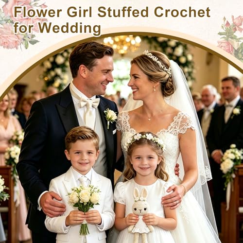 Flower Girl Proposal Gift Handmade Crochet Bunny - Will You Be My Flower Girl Variation of Crochet Bunny (1 Piece)