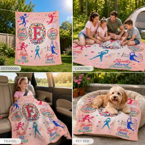Custom Volleyball Blanket for Girls - Yellow Personalizable Gift