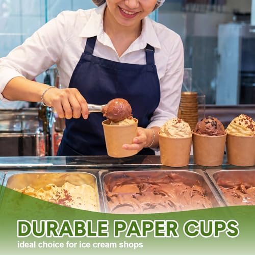 Disposable Kraft Ice Cream Cups 11 oz Dark Brown - 200 Pack