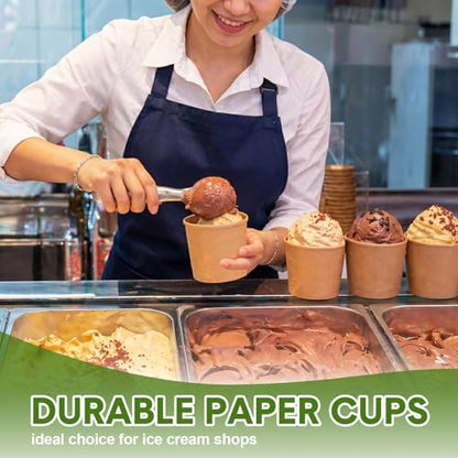 Disposable Kraft Ice Cream Cups 11 oz Dark Brown - 200 Pack