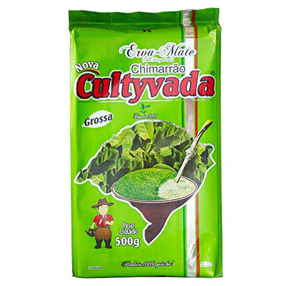 Circle of Drink - Cultyvada Medium Cut (Moida Grossa) Chimarrao Erva Mate - Gourmet - Non-Aged - Super Fresh Green Brazilian Yerba Mate - Vacuum Sealed - 1.1 LB - 500g (1 PACK)