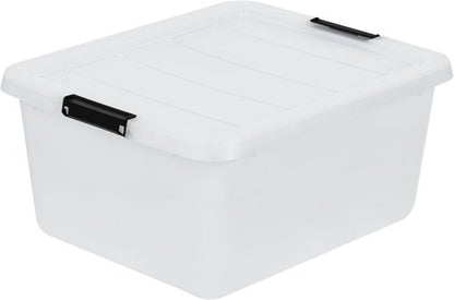 IRIS USA 18 QT Clear Storage Organizer - Stackable Plastic Box with Removable Dividers for Crafts & Office