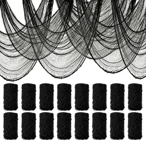 Halloween Creepy Cloth Decor Pack 16 Black Gauze 30x72 Inches - Distressed Fabric