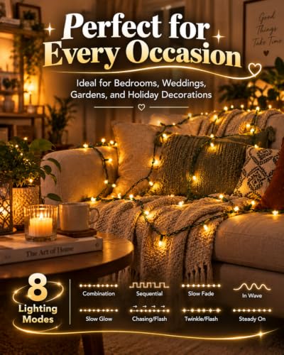 Battery Operated Fairy Lights 2 Pack - Warm White 150 LEDs, 98FT Total