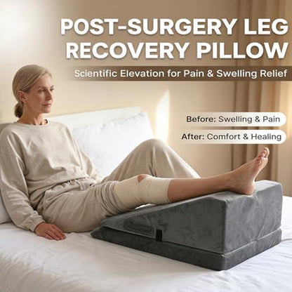 Adjustable Leg Elevation Pillow for Post Surgery Recovery - Non-Slip, Breathable Velvet Cover