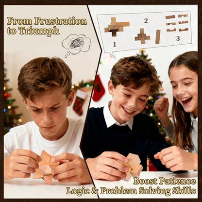 Puzzle Advent Calendar 2026 - Wooden & Metal Brain Teasers for Christmas Gift