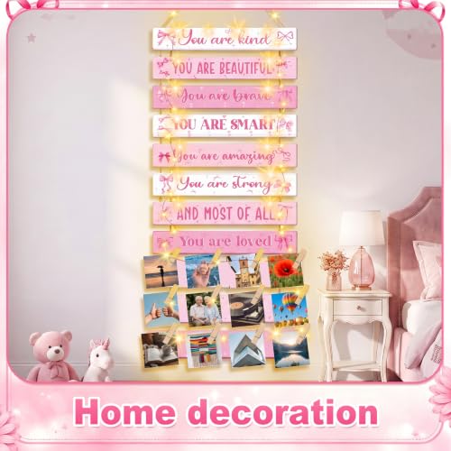 Hanging Photo Display with Lights and Remote for Girls Room Decor
