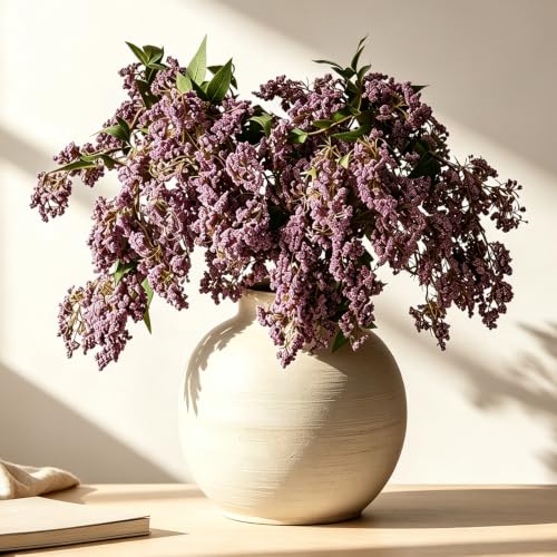 Purple Nandina Berry Spray 41 Inch Artificial Flower Stem for Vase - Set of 3