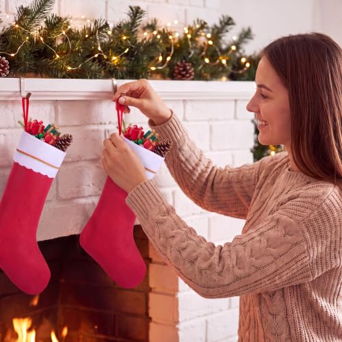 15 Inch Christmas Stockings Set of 24 Red Felt Fireplace Decor Variation of 15inch / 24