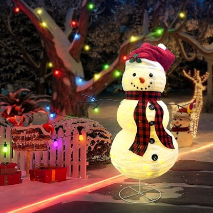 60 Inch LED Lighted Christmas Snowman Outdoor Decoration with Collapsible Design