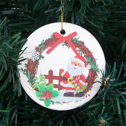 Santa Ceramic Christmas Ornament - Mini Tree Decoration for Xmas Tree Farmhouse Outdoor - Santa 01