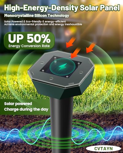 4 Pack Ultrasonic Snake Gopher & Rodent Repellent Solar Powered Waterproof Pest Deterrent