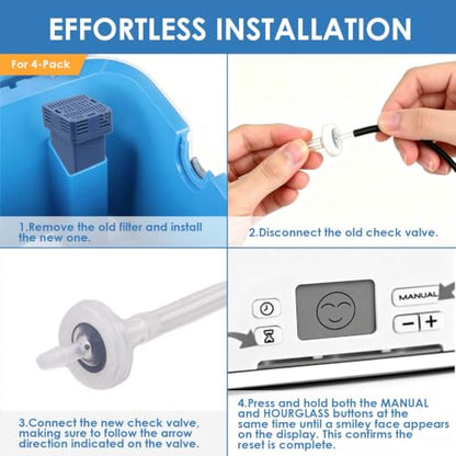 4-Pack Air Purifier Filter Replacement and Check Valve Kit - Maintenance Set
