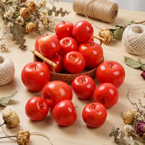 Fake Red Apples Set of 16 for Home Decor and Kitchen Displays