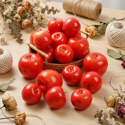 Fake Red Apples Set of 16 for Home Decor and Kitchen Displays