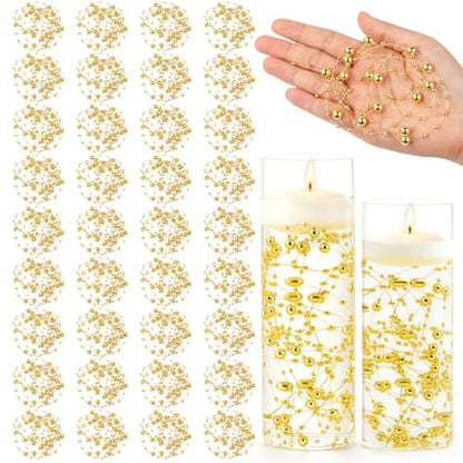 Gold Floating Beads for Centerpieces and Vase Decor - 36Pcs 100.4FT