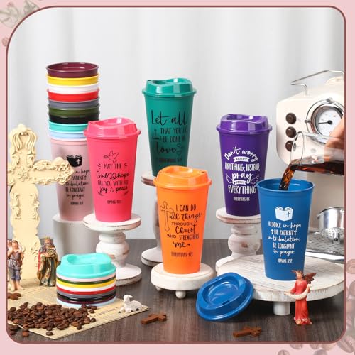 30 Pcs Christian Coffee Cups with Bright Color & Inspirational Quotes - Bulk Religious Gift Set