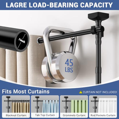 Black Room Divider Tension Curtain Rod 28-140 Inch No Drilling Adjustable Privacy Screen