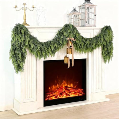 9FT 2Pcs Lifelike Touch Artificial Christmas Cedar Garland for Mantle Decor - Variation: 2 / 9 FT