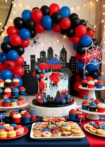 Red Spider Cake Topper Set for Halloween & Party Decorations