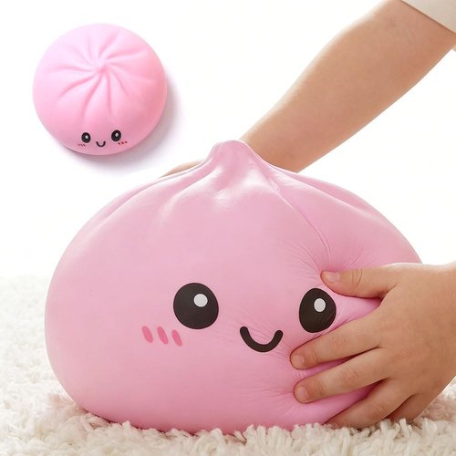 Giant Dumpling Squishy - Jumbo Soft Slow Rising Stress Ball for Adults | Extra Large Pink Fidget Toy