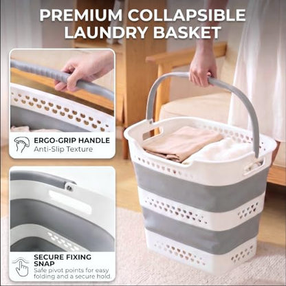 Gery 42L Collapsible Laundry Basket with Handles - Foldable Storage Bin for Washing