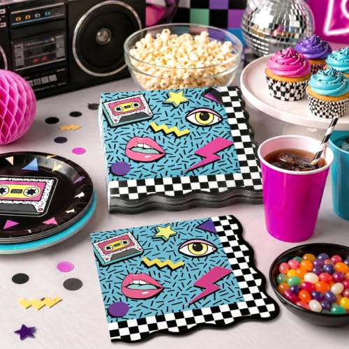 Retro Hip Hop Party Napkins 50 Pack - 80s 90s Cocktail Table Decor