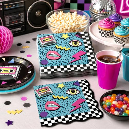 Retro Hip Hop Party Napkins 50 Pack - 80s 90s Cocktail Table Decor