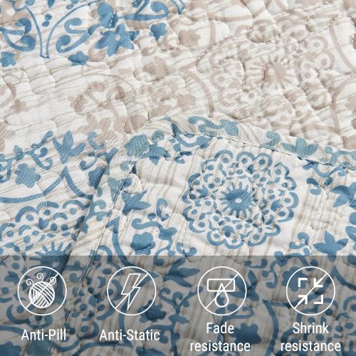 HESTIN Coastal Medallion Daybed Cover Set 75x39 Inches Blue Paisley - Reversible Bedding