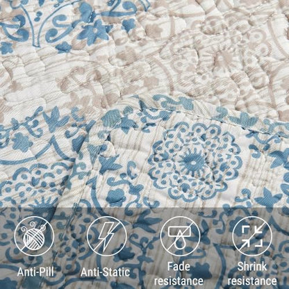 HESTIN Coastal Medallion Daybed Cover Set 75x39 Inches Blue Paisley - Reversible Bedding