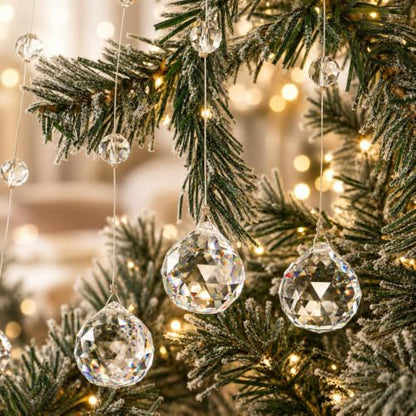 10pcs 3.3Ft Crystal Beaded String Glass Garland for Christmas - Clear