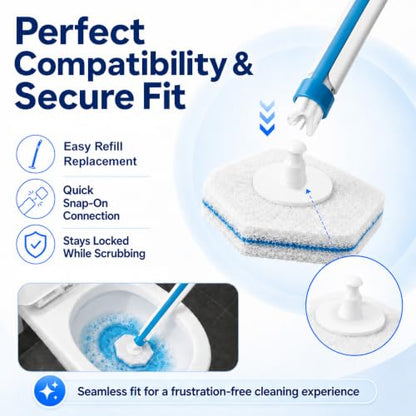 Disposable Toilet Brush Set with 2 Holders & 60 Refills - 2 Pack