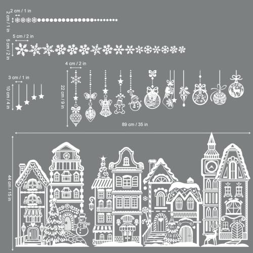 Christmas Window Clings Decals - White House Glass Stickers, Reusable Holiday Decor - Variation: No Adhesive