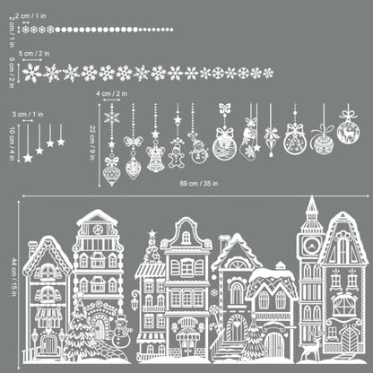 Christmas Window Clings Decals - White House Glass Stickers, Reusable Holiday Decor - Variation: No Adhesive