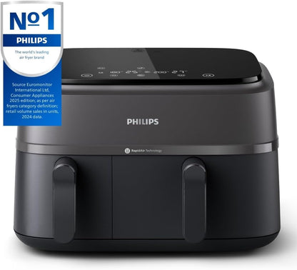 Philips Dual Basket Air Fryer - Versatile 9.5QT Touchscreen Cooking | Healthy 2-Drawer Design