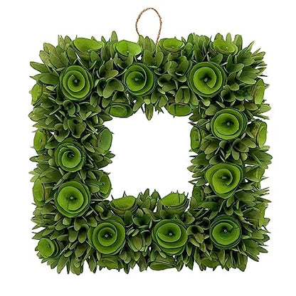 19-Inch Woodchip Rose Wreath - Rustic Holiday Front Door Decor - Green