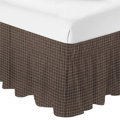 Queen Size Adjustable Buffalo Plaid Bed Skirt 16 Inch Drop - Cocoa