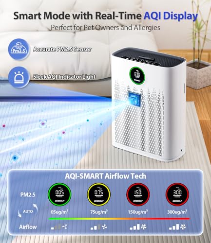 Large Room Air Purifier with True HEPA Filter Up to 2400 Sq Ft