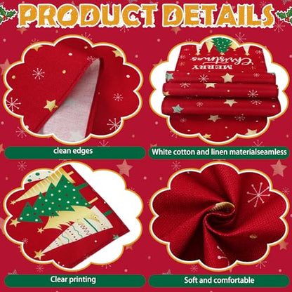 Christmas Table Runner & Pillow Covers Set - Star Pattern, 18x18 Inch, Holiday Decor