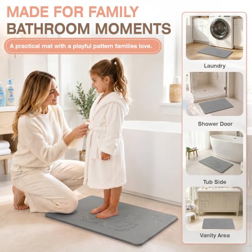 Diatomaceous Earth Bath Mat with Swan Pattern - Quick Dry, Non-Slip Bathroom Rug