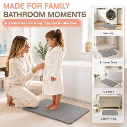 Diatomaceous Earth Bath Mat with Swan Pattern - Quick Dry, Non-Slip Bathroom Rug