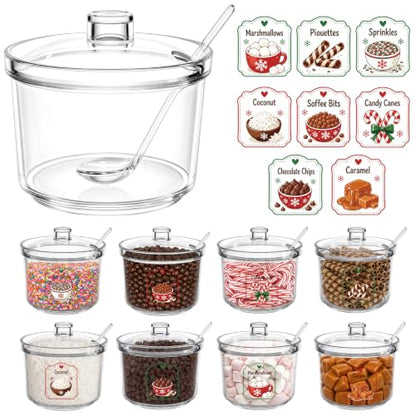 8-Piece Christmas Hot Cocoa Bar Supplies with Candy Dispenser & Labels