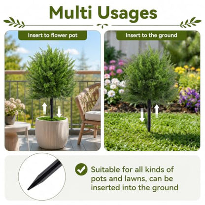Artificial Cedar Topiary Ball Trees Set - UV-Resistant Outdoor Decor
