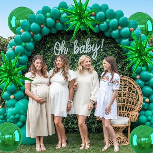 Green Foil Balloons Set - 6pcs 22 Inch Star and Round Party Balloons