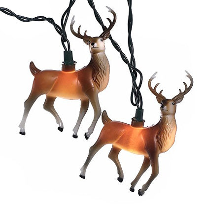 10-Light Plastic Reindeer Christmas Light Set - Indoor & Outdoor Decor
