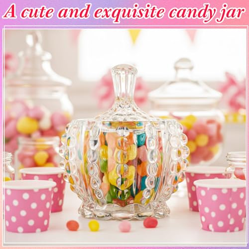 12 Pcs Christmas Glass Candy Jars with Lids - Crystal Decorative Cookie & Snack Containers - Cute Jewelry Box - Home Party Wedding Decor