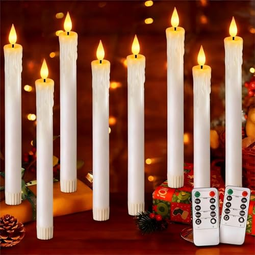 Off-White Flameless Candles with Remote Timer - Battery Operated Window Candles