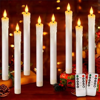 Off-White Flameless Candles with Remote Timer - Battery Operated Window Candles