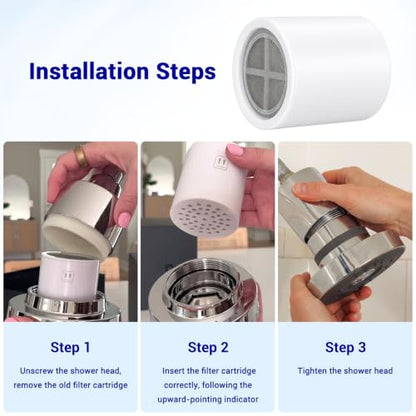 White Shower Filter Cartridge for Eskin Shower Head - 3 Pack