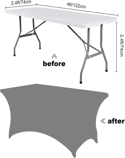 SuperO Waterproof Spandex Table Cover - Fitted Stretch Tablecloth for 4FT Tables | Black, Ideal for Parties & Events